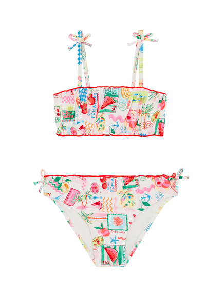 Angels by Accessorize Kids' Riviera Print Bikini Set, Pastel/Multi, Pastel/Multi