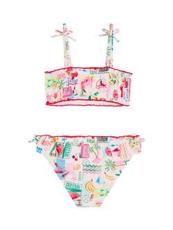 Angels by Accessorize Kids' Riviera Print Bikini Set, Pastel/Multi - view 2, Pastel/Multi