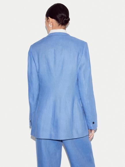 Jigsaw Peak Lapel Pure Linen Blazer - view 2, Blue