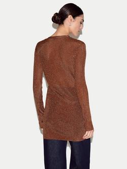 Jigsaw Metallic Longline Cardigan, Bronze - view 2, Bronze