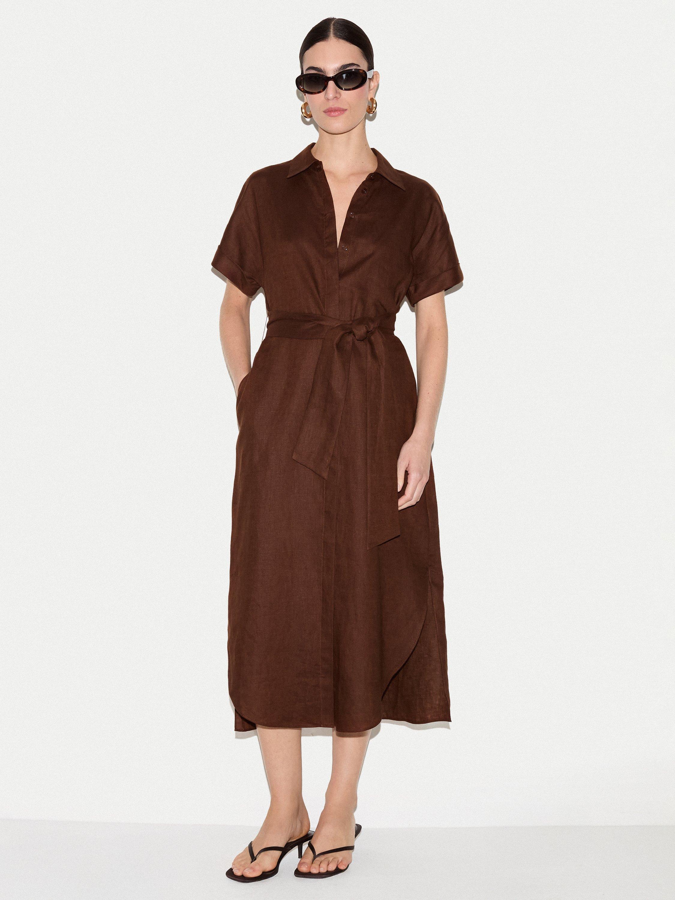 Jigsaw Pure Linen Shirt Midi Dress