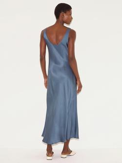 Jigsaw Cowl Neck Bias Cut Satin Dress, Blue - view 2, Blue