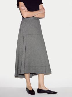 Jigsaw Chambray Asymmetric Midi Skirt, Black, Black