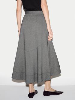 Jigsaw Chambray Asymmetric Midi Skirt, Black - view 2, Black