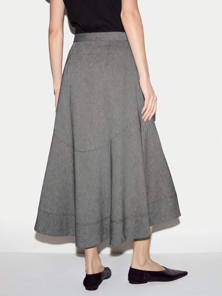 Jigsaw Chambray Asymmetric Midi Skirt, Black - view 2, Black