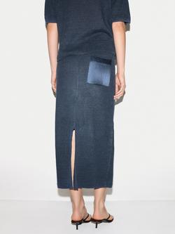 Jigsaw Linen Silk Pocket Skirt - view 2, Blue