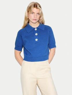 Jigsaw Collared Chunky Knit Top, Blue