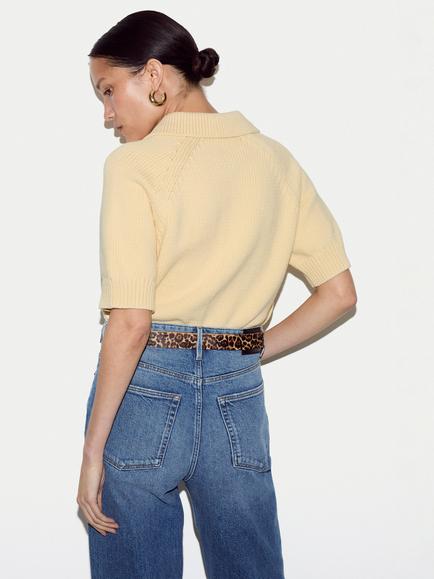 Jigsaw Collared Chunky Knit Top - view 2, Pale Yellow