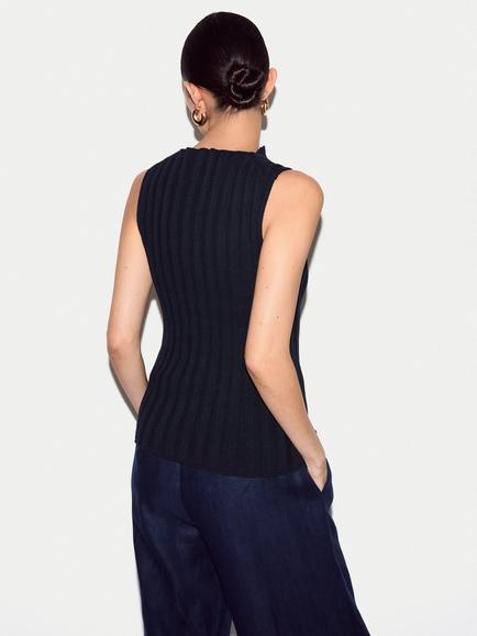 Jigsaw 90's Ribbed Vest Top - view 2, Navy