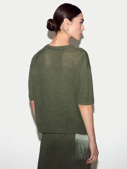 Jigsaw Linen and Silk Pocket T-Shirt - view 2, Green