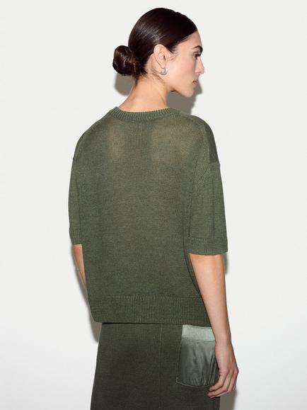 Jigsaw Linen and Silk Pocket T-Shirt - view 2, Green