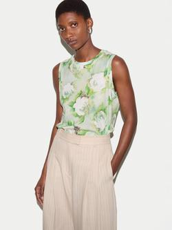Jigsaw Sketch Rose Print Tank Top, Green/Multi, Green/Multi