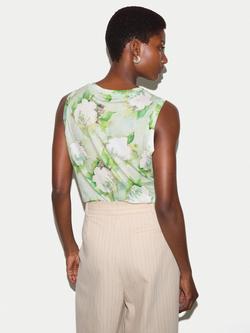 Jigsaw Sketch Rose Print Tank Top, Green/Multi - view 2, Green/Multi