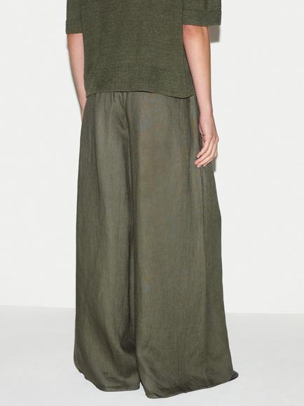 Jigsaw Pure Linen Palazzo Trousers - view 2, Khaki