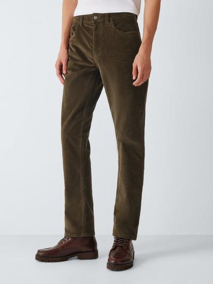 John Lewis Diagonal Corduroy Trousers, Brown - view 2, Brown