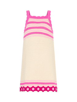 Angels by Accessorize Kids' Flower Knit Crochet Dress, Pink, Pink