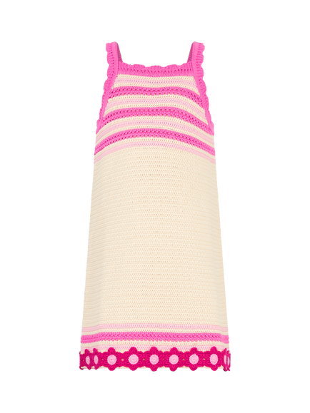 Angels by Accessorize Kids' Flower Knit Crochet Dress, Pink, Pink