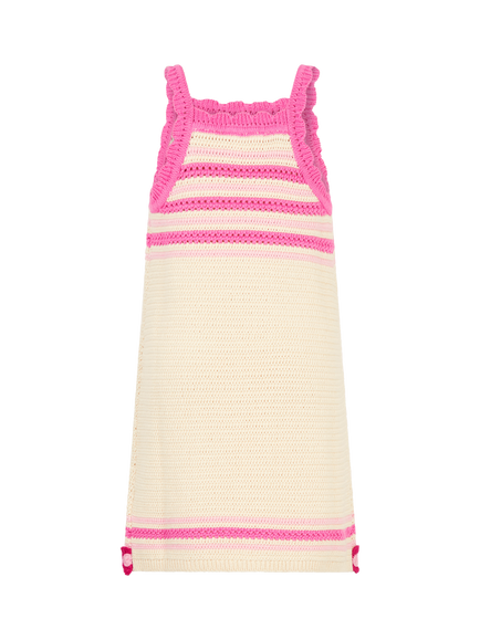 Angels by Accessorize Kids' Flower Knit Crochet Dress, Pink - view 2, Pink
