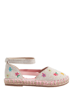 Angels by Accessorize Kids' Embroidered Espadrille Sandals, Neutral, Neutral