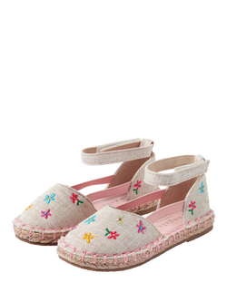 Angels by Accessorize Kids' Embroidered Espadrille Sandals, Neutral - view 2, Neutral