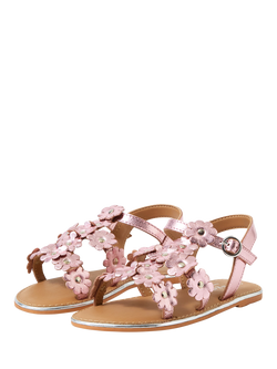 Angels by Accessorize Kids' Metallic Flower Open Toe Sandals, Pink - view 2, Pink