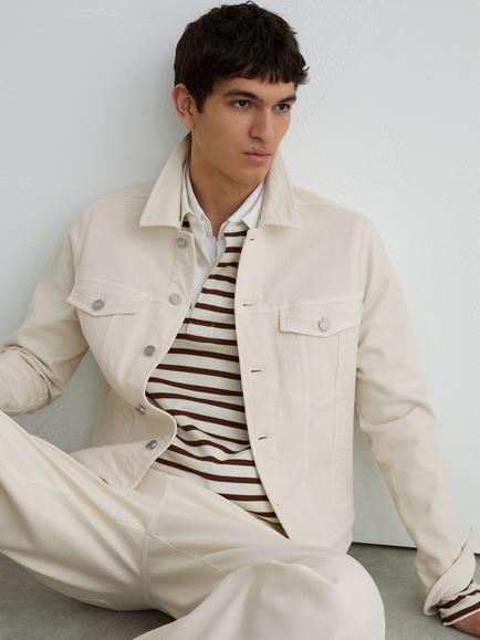 Reiss Regent Denim Trucker Jacket, White, White