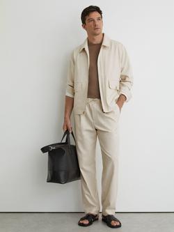 Reiss Slayman Pinstripe Tapered Drawstring Trousers, Off White, Off White