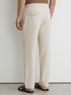 Reiss Slayman Pinstripe Tapered Drawstring Trousers, Off White - view 2, Off White