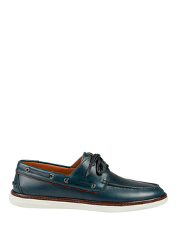 Jones Bootmaker Patton Leather Boat Shoes, Navy Leather