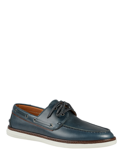 Jones Bootmaker Patton Leather Boat Shoes - view 2, Navy Leather