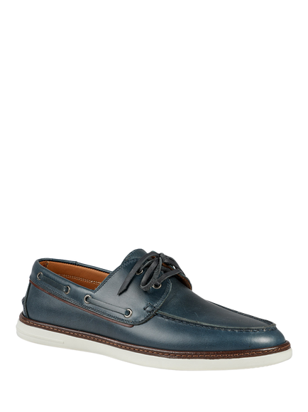 Jones Bootmaker Patton Leather Boat Shoes - view 2, Navy Leather