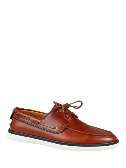 Jones Bootmaker Patton Leather Boat Shoes - view 2, Tan Leather