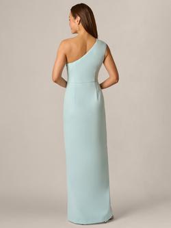 Adrianna Papell Petite One Shoulder Crepe Ruffle Dress, Clear Sky - view 2, Clear Sky