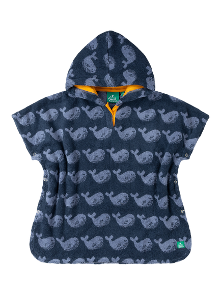 Little Green Radicals Baby Whale Towel Poncho, Blue, Blue Multi