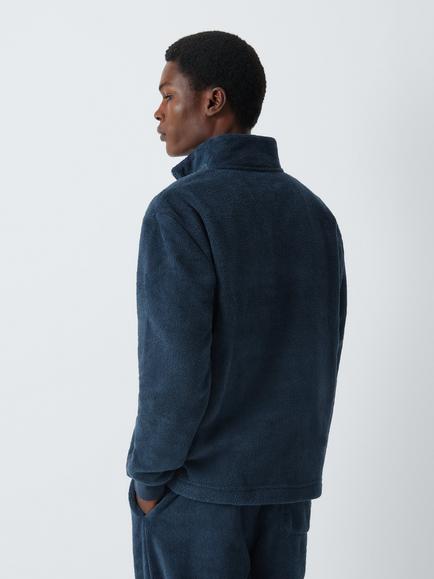 John Lewis Fleece Lounge Top, Navy - view 2, Blue Navy