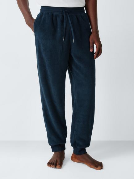 John Lewis Fleece Lounge Trousers, Navy - view 2, Blue Navy