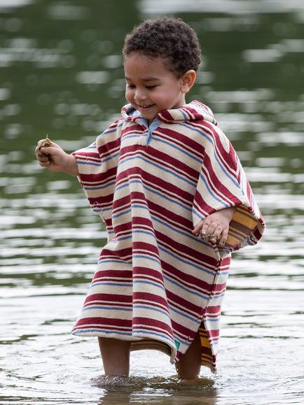 Little Green Radicals Baby Organic Cotton Stripe Towel Poncho, Multi - view 2, Multi