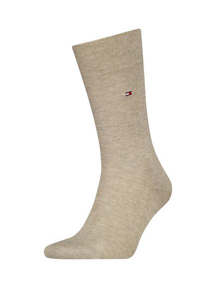 Tommy Hilfiger Embroidered Flag Cotton Blend Socks, Light Beige Melange