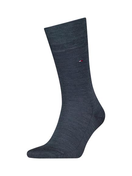 Tommy Hilfiger Embroidered Flag Wool Blend Socks, Jeans Melange