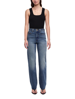 Aje Morgan High Rise Slim Straight Jeans, Stormy Wash, Stormy Wash
