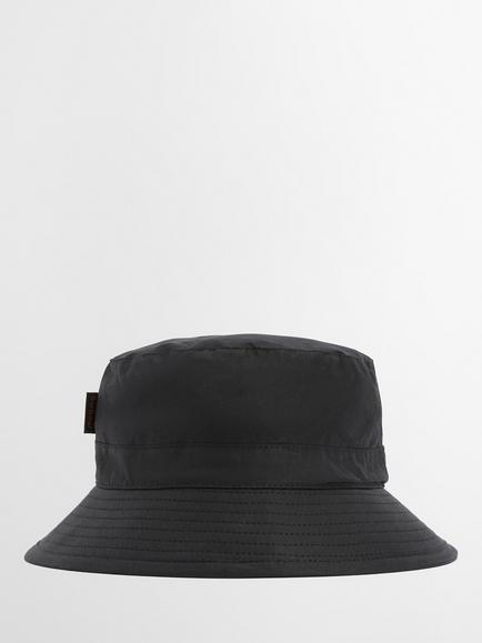Barbour Waxed Cotton Bucket Hat, Black - view 2, Black