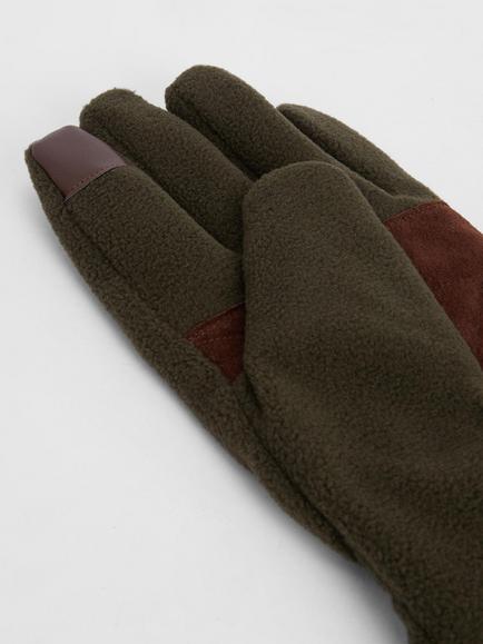 Barbour Coalford Fleece Gloves, Olive - view 2, Olive