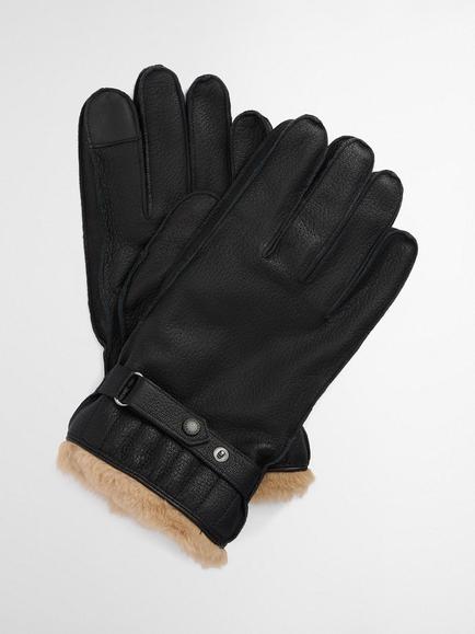 Barbour Leather Utility Gloves, Black, Black