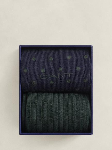 GANT Cotton Blend Socks, Pack of 2, Evening Blue - view 2, Evening Blue