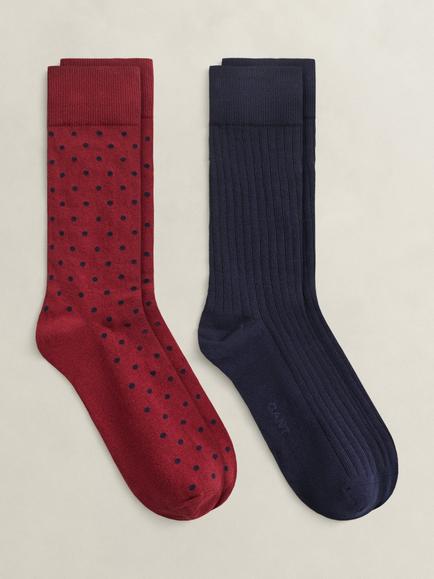 GANT Cotton Blend Socks, Pack of 2, Plumped Red, Plumped Red