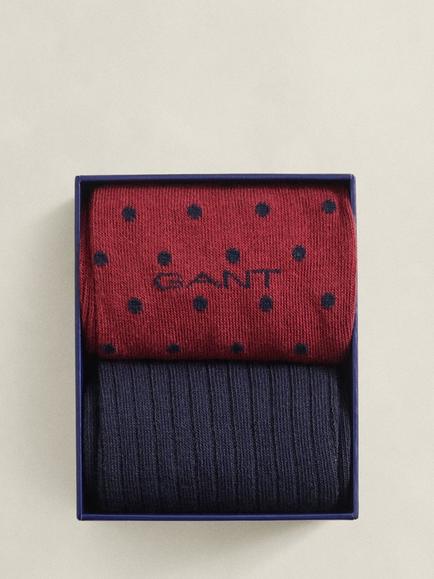 GANT Cotton Blend Socks, Pack of 2, Plumped Red - view 2, Plumped Red