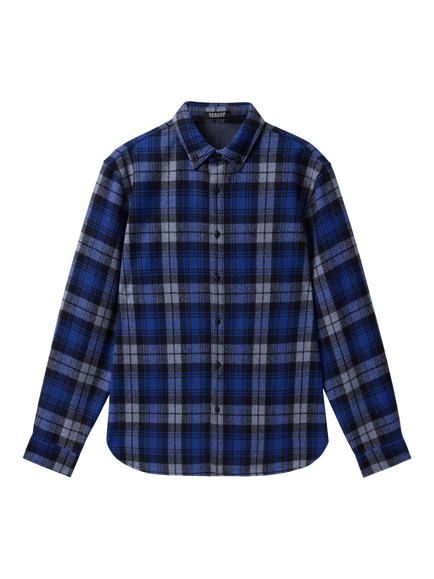 DENHAM Joe Check Wool Blend Shirt, Blue Check, Blue Check