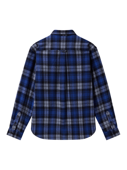 DENHAM Joe Check Wool Blend Shirt, Blue Check - view 2, Blue Check