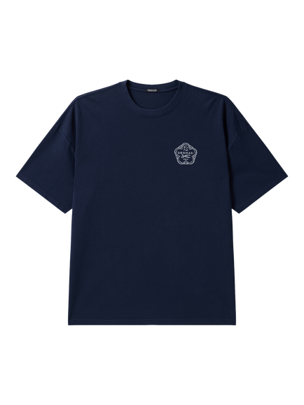 DENHAM Lines Crew Neck Cotton T-Shirt, Dark Blue, Dark Blue