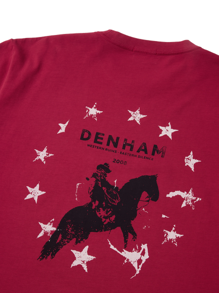 DENHAM Murphy Crew Neck Cotton T-Shirt, Red - view 2, Red
